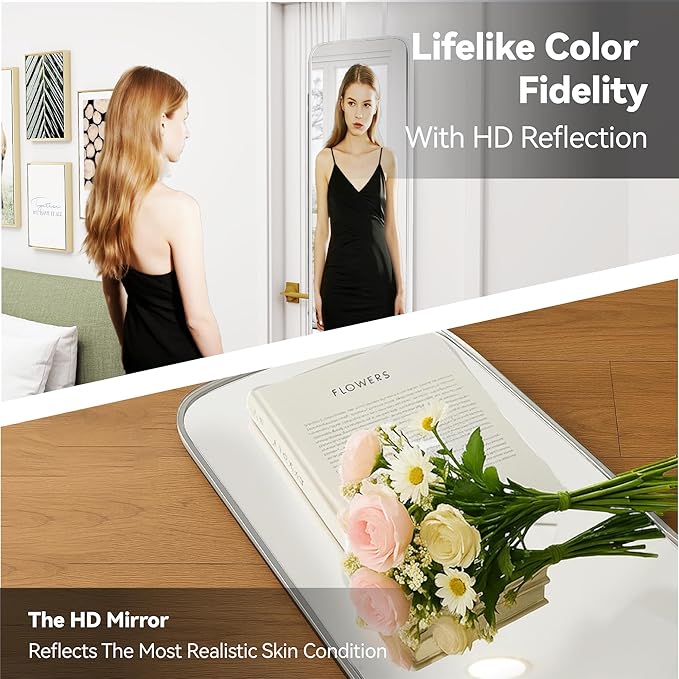 47x14 Mirror Rectangle Full Body Length Door Hanging Wall Mounted Metal Frame Dressing Make-up Mirrors for Entryway Bedroom Bathroom Living Room 47 14 inch Silver