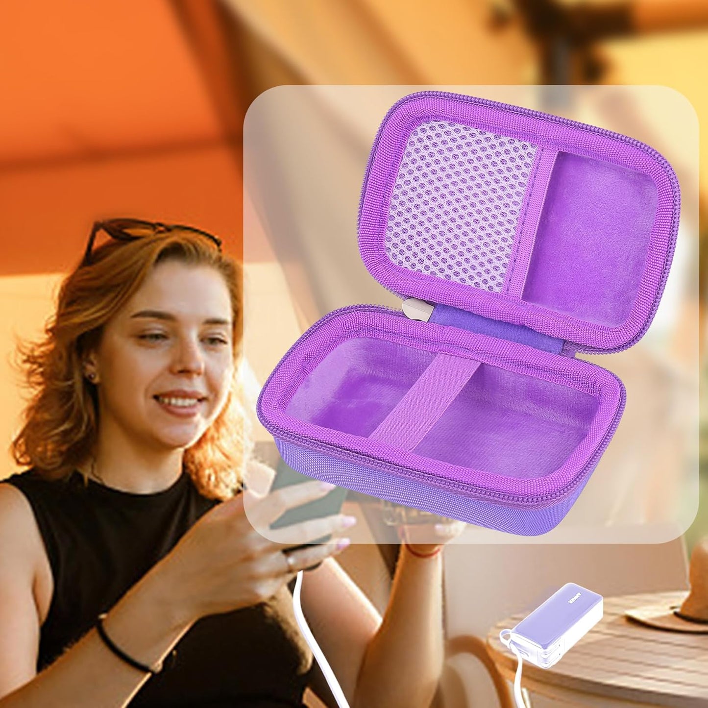 Khanka Hard Case Replacement for Anker 3-in-1 Power Bank USB C Charger Block, 10,000mAh Case Only (Purple)