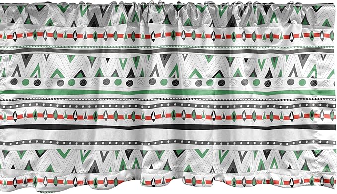 Ambesonne Tribal Window Valance, Style Traditional Aztec Pattern Old Fashioned Hippie Boho Influences, Curtain Valance for Kitchen Bedroom Decor with Rod Pocket, 42" x 12", Sea Green