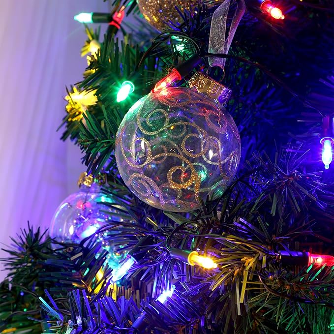 Blissun Christmas Lights, 50-Count Green Wire Light Set, Battery Operated Christmas Mini String Light with 8 Modes, 16 ft Fairy Lights for Christmas Tree Wreath Decorations (2 Pack, Multicolor)
