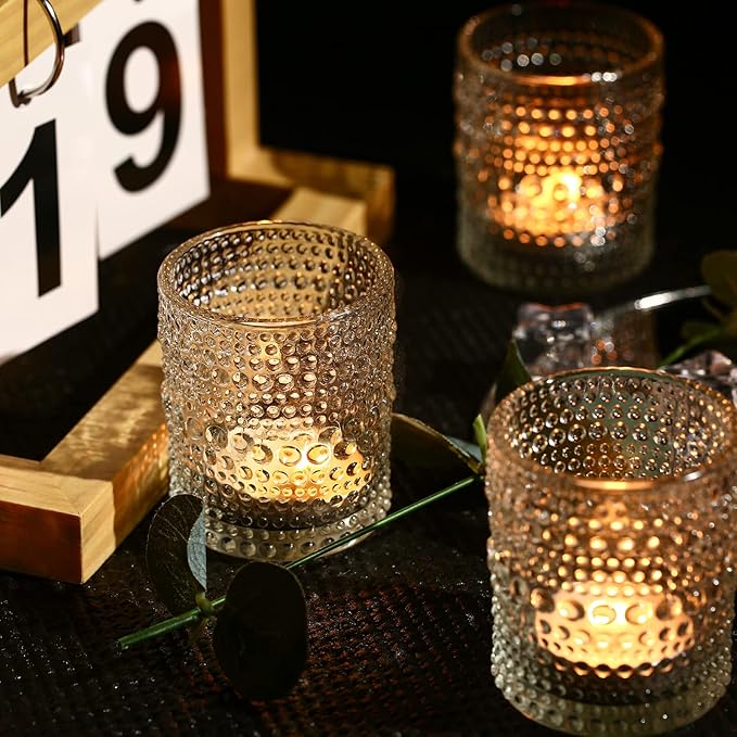 12 Pack Clear Votive Candle Holders Tea Light Candle Holders Bulk Tealight Glass Candle Holder for Table Weddings Party