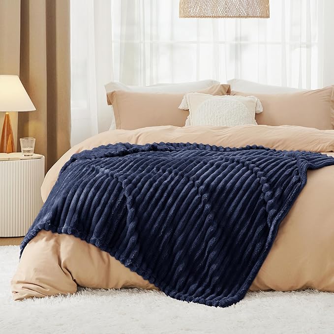 Bedsure GentleSoft Blue Fleece Blanket for Couch - Cozy Soft Blankets for Women, Cute Small Throws for Girls, 60x80 Inches