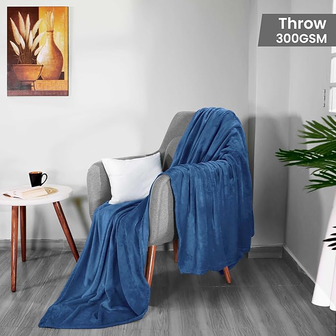 Utopia Bedding Fleece Blanket Throw Size Royal Blue 300GSM Luxury Anti-Static Fuzzy Soft Microfiber Blanket for Couch, Sofa and Bed (60x50 Inch)