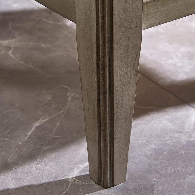 Laurent Narrow Solid Wood Side End Table with Shelf and Drawer, Smoke Gray Wash – Leick Home, 10506-GR
