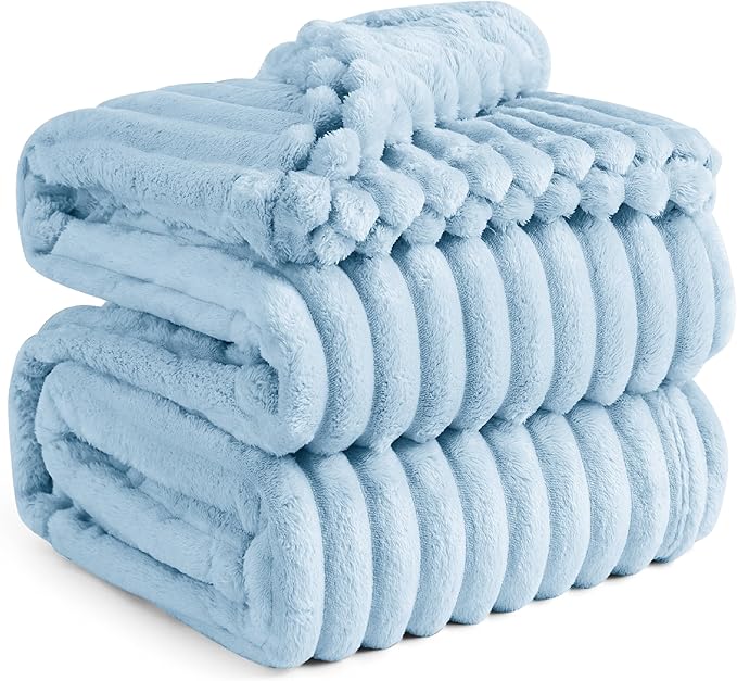 Bedsure GentleSoft Blue California King Size Blanket for Couch - Cozy Soft Blankets for Women, Cute Small Fleece Throws for Girls, Birthday Gifts for Women, Light Blue, 102x96 Inches