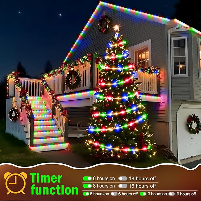 KNONEW 164FT 1000LED Rope Lights for Outside,Outdoor String Lights Waterproof 8 Modes Clear Tube Light for Indoor,Bedroom,Wedding,Garden,Patio,Christmas,Tree,Rv,Holiday Decoration(Multicolor)