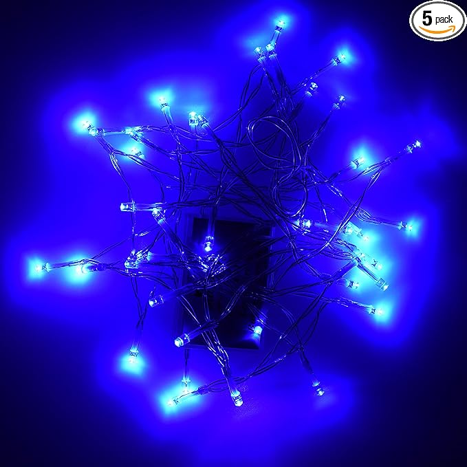 Karlling Battery Operated Blue 40 LED Fairy Light String Wedding Party Xmas Christmas Decorations(Blue,5 Pack)