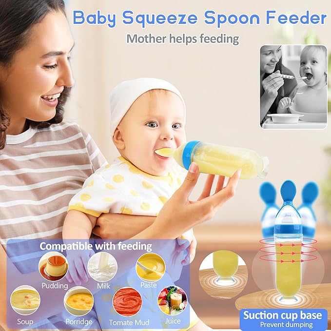 WAJIAYON Baby Fruit Feeder Pacifier | Infant Food Feeder Pacifier & Food Dispensing Spoon | Fresh Fruit Teethers for Babies | Silicone Feeder Baby,Mesh teethers for Babies Gifts for Boys and Girls