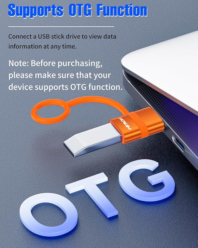 USB to USB C Adapter 2 Pack,5Gbps USB C Female to USB 3.0 Male Adapter,Fast Charging Type C Charge Converter for M-acBook,Phone 15 16 17,Pad,A-pple Watch,A-irpods,G-alaxy,Anti-Lost Loop Orange