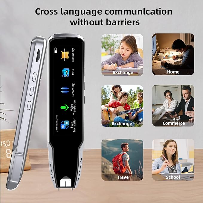 Translator Pen for Dyslexia & Language Learning - 112 Languages Voice Translation Device with Offline Mode, Text Excerpt & Portable Scan Reader Pen for Kids/Adults (Grey)