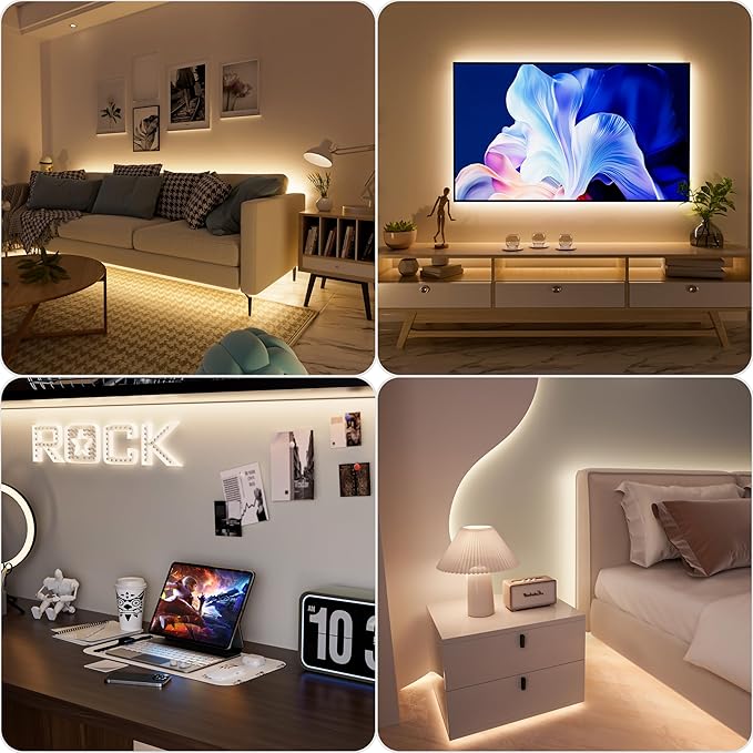 PAUTIX COB LED Strip Light 6.56ft/2m, 640LEDs 1200lm Dimmable 5V USB LED Strip White 4000K CRI90+ TV Backlight,USB Powered Flexible Under Cabinet LED Tape Light for Bedroom,Kitchen,Home DIY Lighting