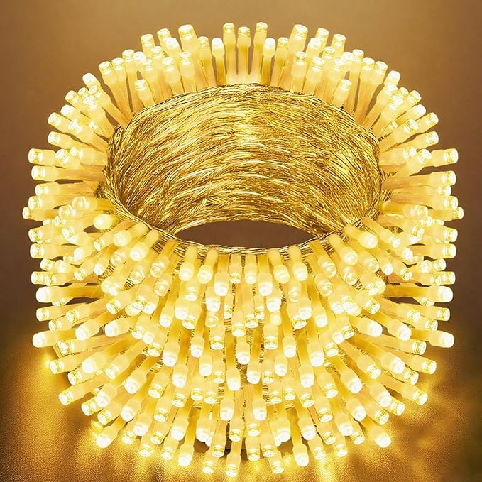 Christmas String Lights, 33FT 100 LEDs Christmas Tree Lights Indoor String Lights 8 Modes with End-to-End Plug Fairy Lights Decoration for Indoor Outdoor, Warm White (Clear Wire)