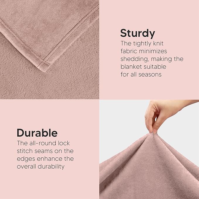 Utopia Bedding Fleece Blanket Throw Size Rose Pink 300GSM Luxury Anti-Static Fuzzy Soft Microfiber Blanket for Couch, Sofa and Bed (60x50 Inch)