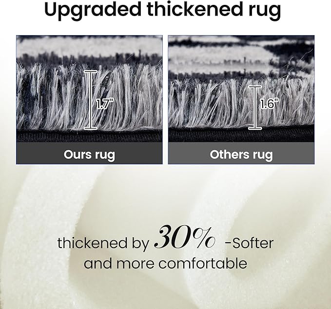 Super Soft Rug for Bedroom, 3x5 Ft Grey and Black Area Rug Classic Checkered Shaggy Rug Anti-Skid High Pile Soft Fluffy Fuzzy Carpet for Living Room Bedroom Kids Room Nursery, Dorm Home Decor