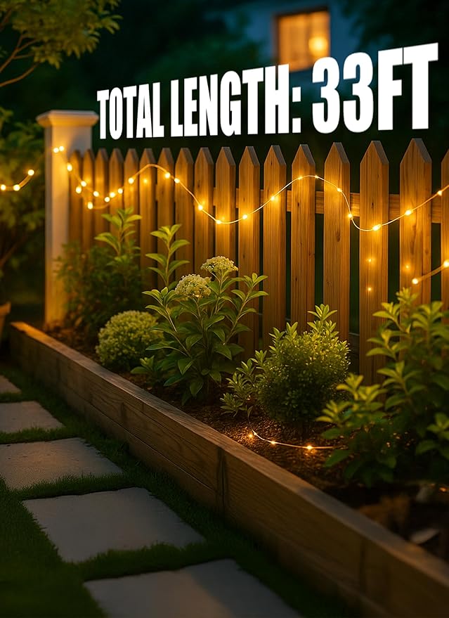 Brightown Outdoor Solar String Lights, 6 Pack 33Feet 100 Led Solar Powered Fairy Lights with 8 Modes Waterproof Decoration Copper Wire Lights for Patio Yard Trees Christmas Wedding Party (Warm White)