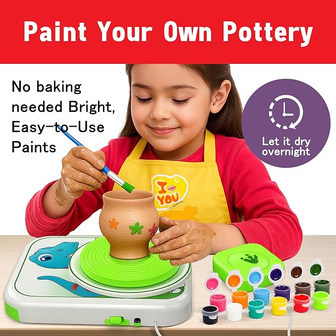 Pottery Wheel for Kids, Ceramic Art Pottery Painting Kit for Kids Ages 3-12