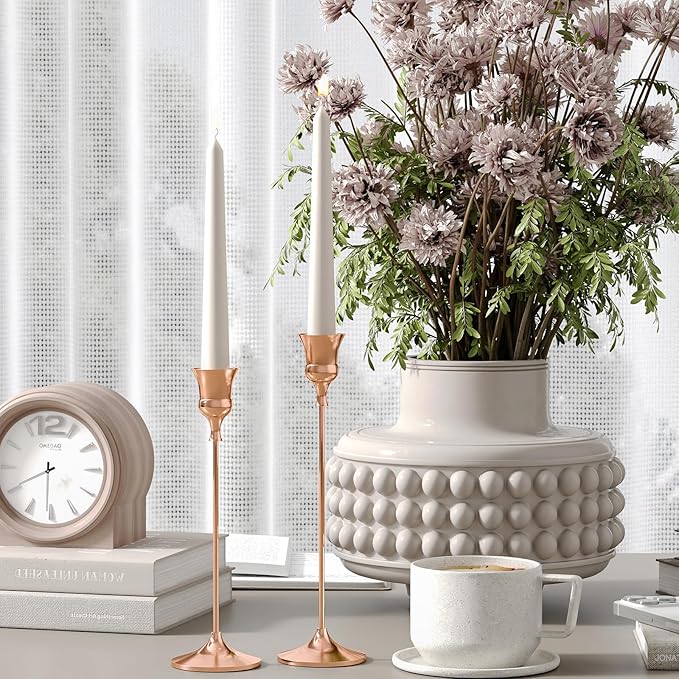 Candlestick Holders Rose Gold, 12 Packs Taper Candle Holder for Candlesticks, Candle Sticks Holder Decor for Home Decor