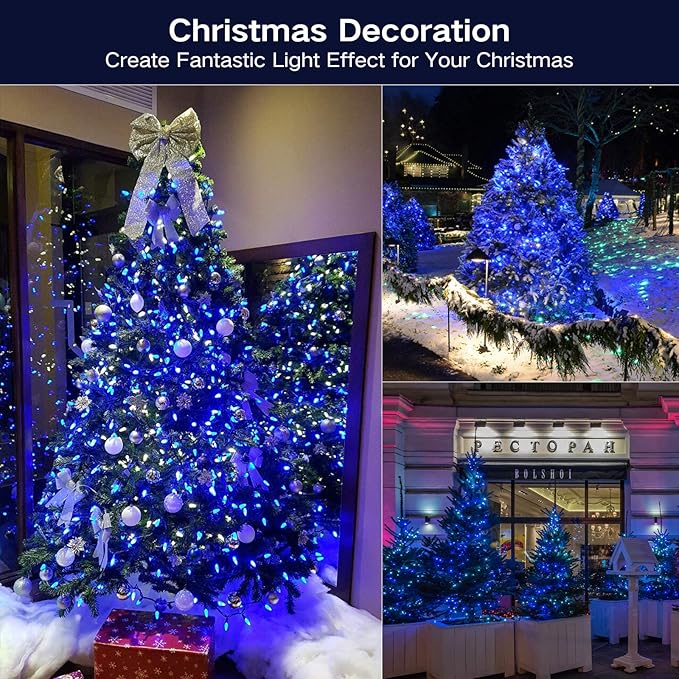 ODEETRONIC Christmas Blue Lights, 21.63ft 100 Count Incandescent String Lights Connectable, 120V UL Certified Christmas Indoor String Lights for Xmas, Tree, Party, House, Garden Decor, Green Wire