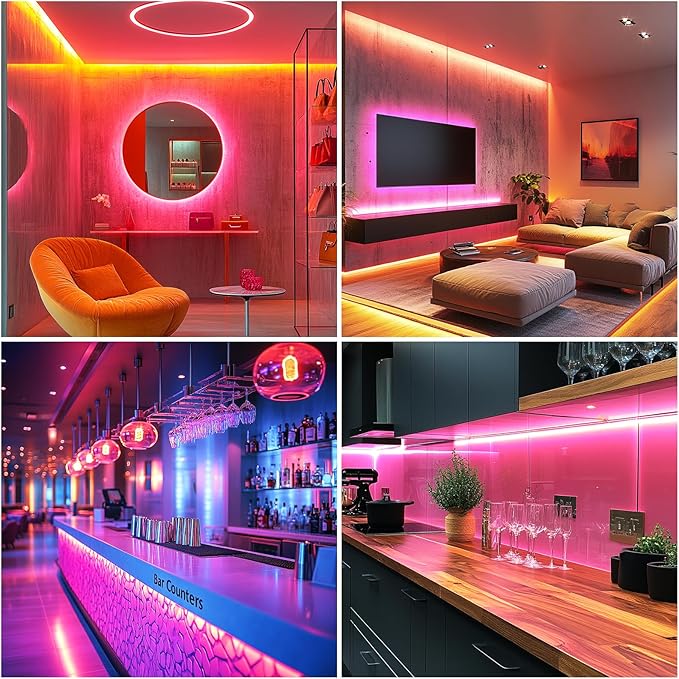 Short Led Strip Lights Pink 5V USB LED Lighting COB LED Strip Pink Flexible LED Tape Light Not Dimmable Small led, for Display Cabinet, Home DIY Lighting Room Decor TV Lights (3.28FT/1M)