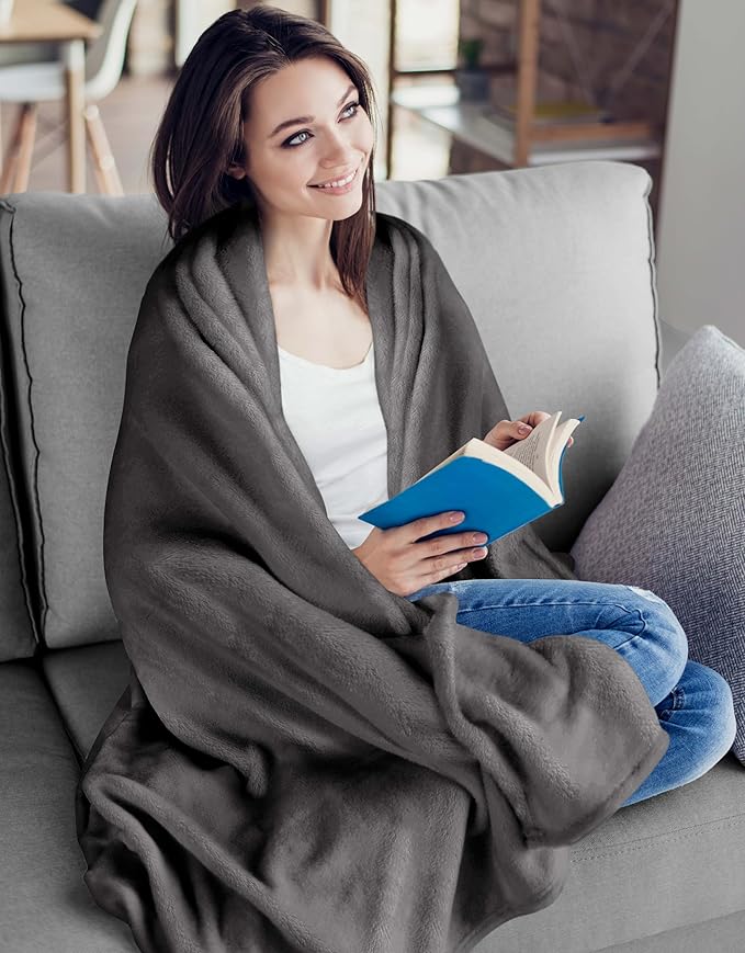 Utopia Bedding Grey 300GSM Fleece Blanket (Queen Size - 90x90 Inch) Luxury Soft Bed Blanket (Bulk Pack of 9)