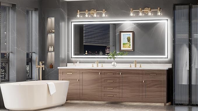 TokeShimi LED Bathroom Mirror 96 x 36 Lighted Bathroom Vanity Mirror with Lights,Brighter Frontlit and Backlit Light up Anti Fog Mirror