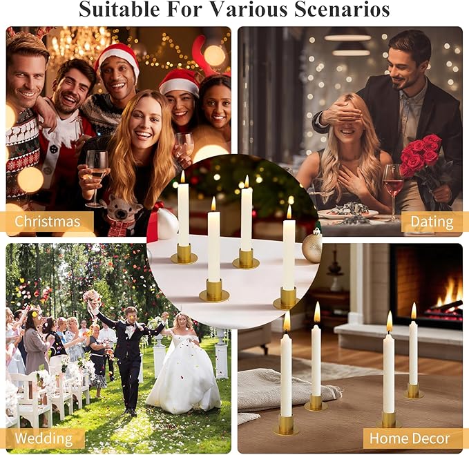 Gute Taper Candle Holder, Candle Holders for Pillar Candles, Matte Gold Candlestick Holder Centerpieces for Home Decoration, Wedding Anniversary, Party, Housewarming Gifts,Set of 8,Round