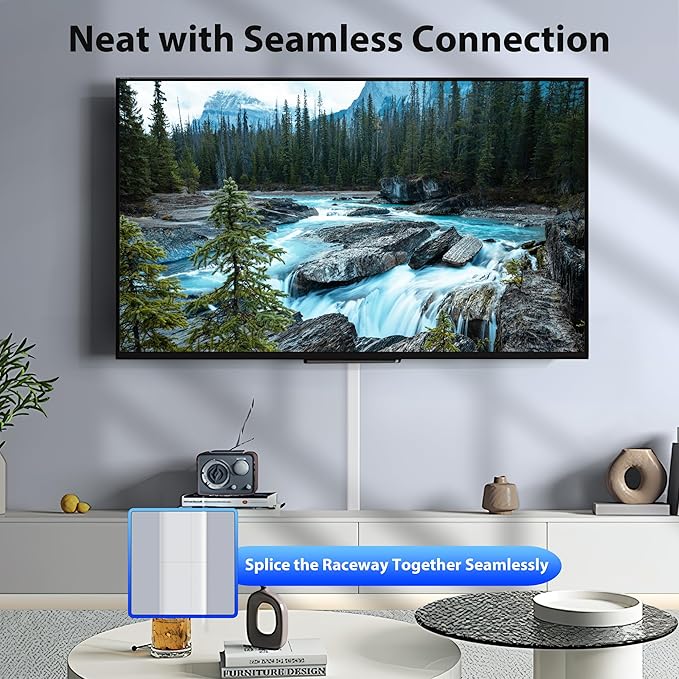 ZhiYo Large Capacity Wire Hiders for TV on Wall, 63in (4xL15.8in) PVC Cable Cover, Snap and Lock Design, White Cord Covers for Wires on Wall