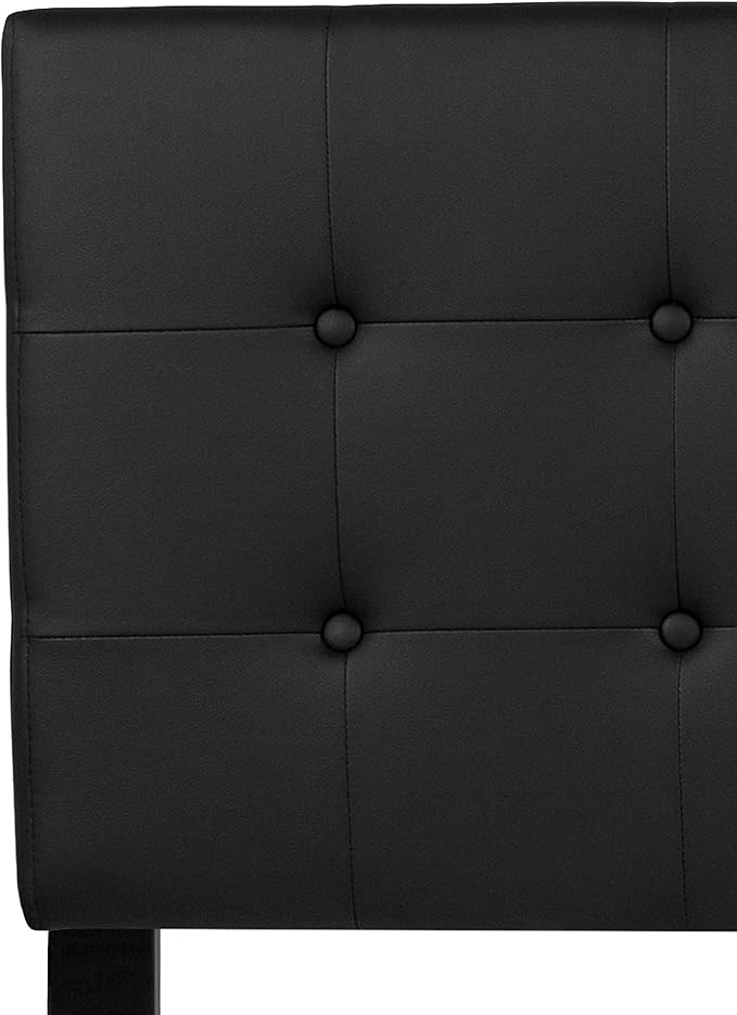 Flash Furniture Lennox Tufted Upholstered Headboard for Queen Size Bed, Contemporary Vinyl Tufted Headboard with Adjustable Height, Black