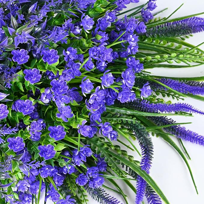 Artificial Plants Outdoor, 20PCS Artificial Flowers, UV Resistant Fake Flowers, Faux Flowers for Outdoor Planters for Front Porch Pot Decor