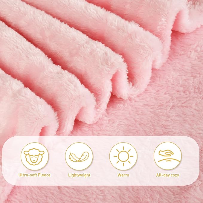 Catalonia Pink Wearable Fleece Blanket with Sleeves and Foot Pockets for Adult Women Men, Micro Plush Comfy Wrap Sleeved Throw Blanket Robe