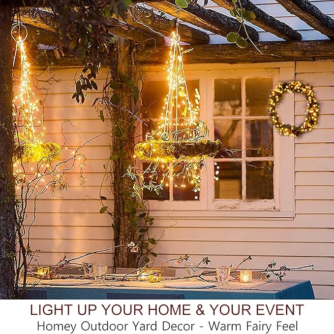 Bright Zeal 66 Ft 200 LED 8 Mode Christmas Fairy Lights Battery Operated with Remote - Warm White Multifunction Christmas Lights with Timer -Dimmable Flashing Chasing Twinkle Lights Outdoor