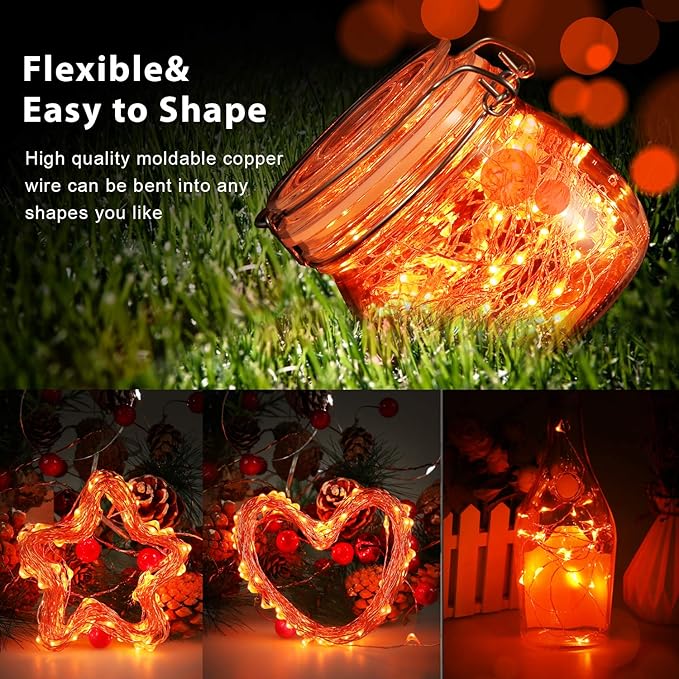 Halloween USB LED Fairy String Light, 1 Pack Copper Wire Fairy Lights for Indoor, Bedroom Festival Christmas Wedding Party Patio Decorative Window with USB Interface (32ft./10M,Orange)