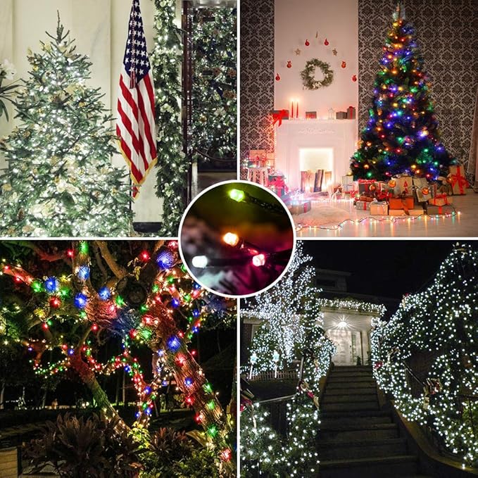 Brizled Color Changing Tree Lights, 115ft 300 LED Christmas String Lights with Remote, 11 Modes Cool White & Multicolor Christmas Lights Connectable Xmas Lights Green Wire for Xmas Home