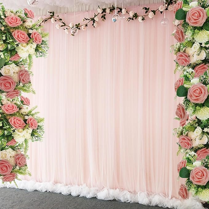 Artificial Flowers 25pcs Fake Roses, Peach Pink Foam Rose Faux Flower for DIY Wedding Bouquets Bridal Shower Centerpieces Floral Arrangements Home Decorations Party Backdrops Table