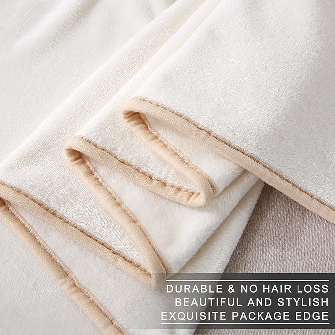 Polar Fleece Blankets King Size for The Bed Extra Soft Brush Fabric Super Warm Sofa Blanket 90" x 108"(Ivory King)