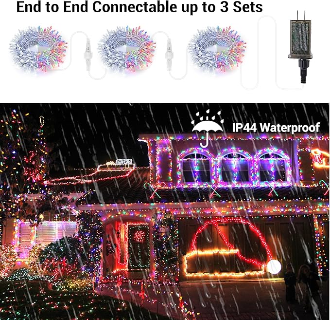 Brizled Color Changing Christmas Lights, 65.67ft 200 LED Dual Color Christmas Tree Lights with Remote, Cool White & Multicolor 11 Function Xmas String Light Indoor Outdoor for Xmas Party Home Wedding