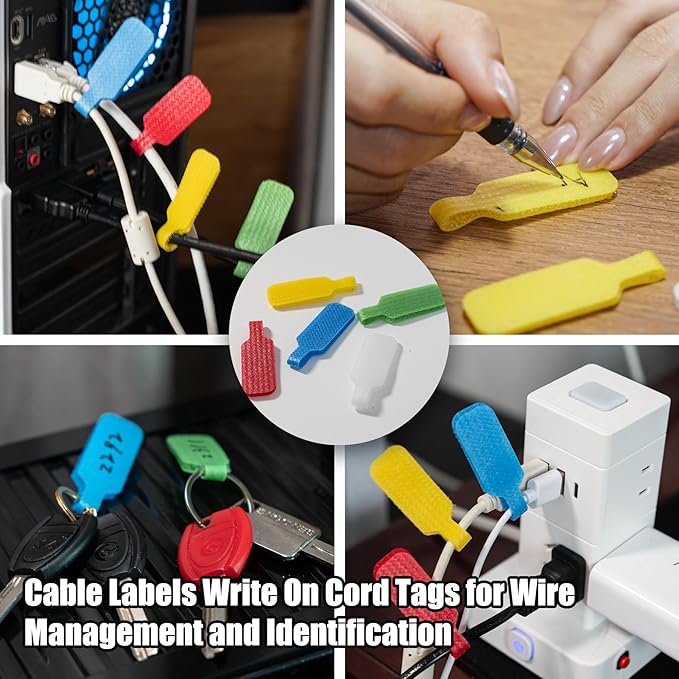 Velcro Cable Ties 135Pcs Cable Management Kit - Reusable Cord Ties, Self-Adhesive Cable Straps, Cord Labels & Cinch Straps | All-in-One Cord Organizer for Desk, Home Office, Electronics