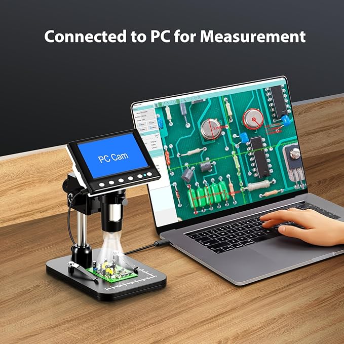 Hayve 4.3'' IPS Coin Microscope, 1000X Magnification Digital Microscope for Adults，Coin Collection Supplies with 8 Adjustable LEDs，Windows Compatible，32GB TF Card