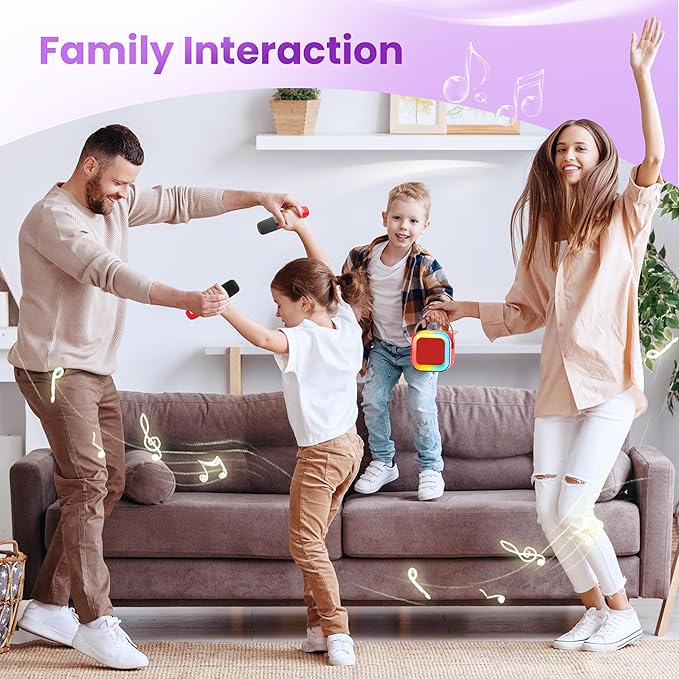Mini Karaoke Machine for Kids Adults, Portable Karaoke Microphone Singing Speaker Bluetooth Karaoke Player with 2 Wireless Mic, Birthday Gifts for Girls Boys 4-12 Year Old, Family Home Party(Red)