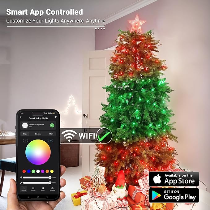 Brizled Pro Smart Christmas Lights, 66ft 200 LED WiFi Christmas Tree Lights, App Controlled RGB Color Changing Xmas Lights String Works with Alexa & Google Home for Holiday Xmas Party Indoor Outdoor