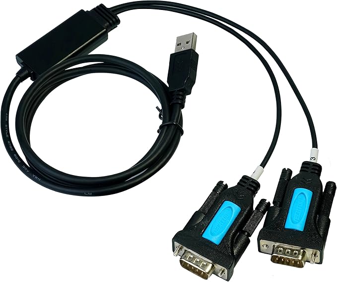 2 Port Professional FTDI CHIP USB to RS232 Serial Cable DB9 Serial Adapter Converter 9-Pin Male to Male with Thumbscrews (W/Thumbscrews, 2 RS232 Port)