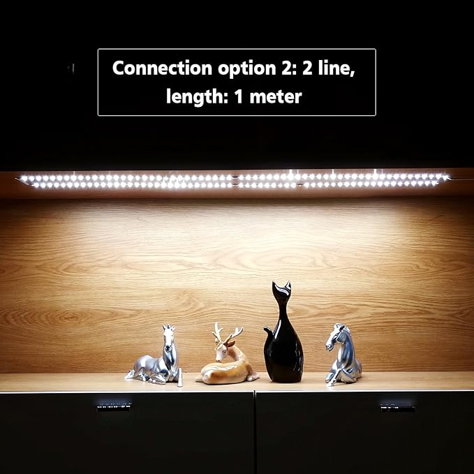 WOBANE LED Under Cabinet Lighting Kit,Flexible LED Ribbon Lights Bar,Under Counter Lights for Kitchen,Cupboard,Desk,Showcase,Shelf,6.6 Feet Rope Light Set,120 LED,1200lm,6000K White,4 Panel