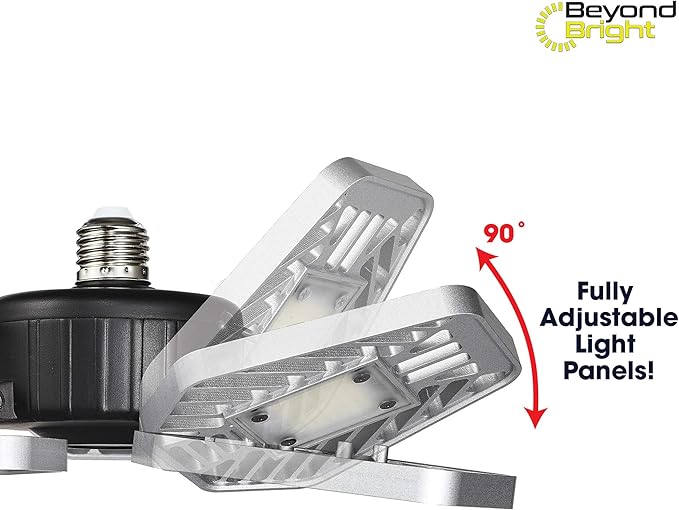 Ontel Beyond Bright LED Ultra-Bright Garage Light - 3 Adjustable Panels, Energy Efficient, Easy to Install, Durable and Long-Lasting Light for Garages, Warehouses and More