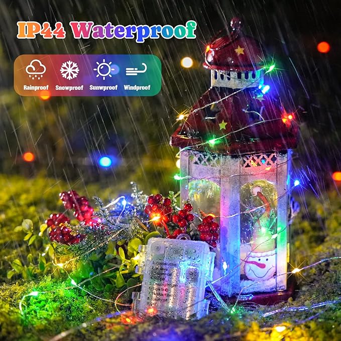 JMEXSUSS 2 Pack Multicolor Fairy Lights Battery Operated, Total 400 LED 132ft Multicolor String Lights with Remote, 8 Modes Christmas Fairy Lights for Bedroom Patio Garden Deck Christmas Decorations