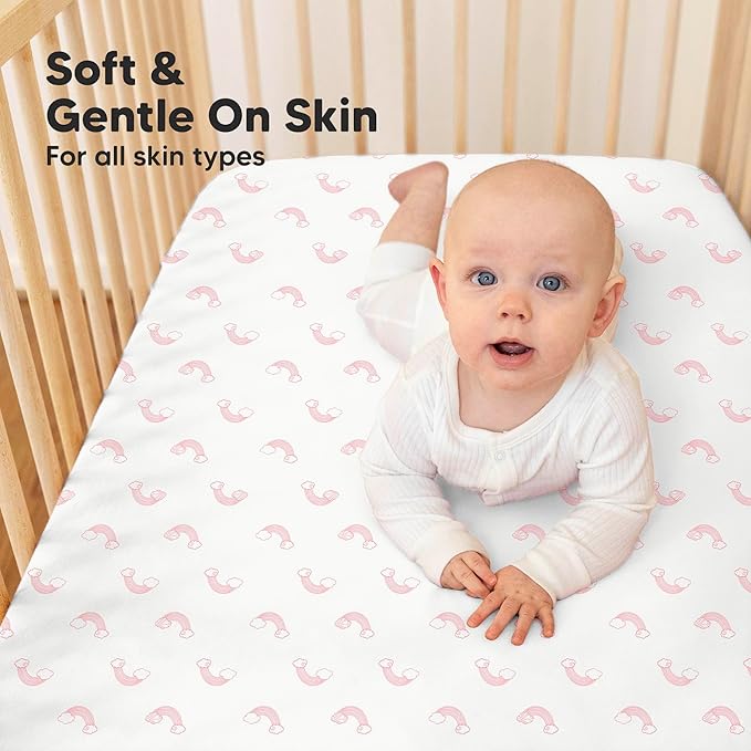 KeaBabies 2-Pack Organic Crib Sheets for Boys, Girls - 52x28 Fitted Crib Mattress Sheet Neutral, Breathable Jersey Cotton Cover for Baby Bed, Toddler Mattress, Soft & Cute Prints (Dreamland)