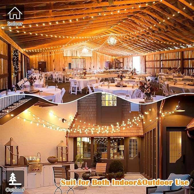 Brightever 120ft Outdoor G40 LED Globe String Lights Dimmable Waterproof Shatterproof Light Strings with 60+2 Bulbs Connectable Commercial Hanging Lights for Patio House Backyard Balcony