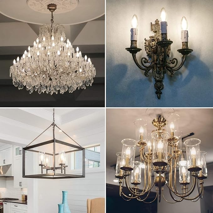 Cotanic Dimmable E12 LED Candelabra Bulb 4000K Daylight, Ceiling Fan Light Bulbs Small Base,60W Equivalent,Type B Bulb for Chandelier,Vintage B11 LED Candle Shape with Clear Glass,600LM,8 Pack