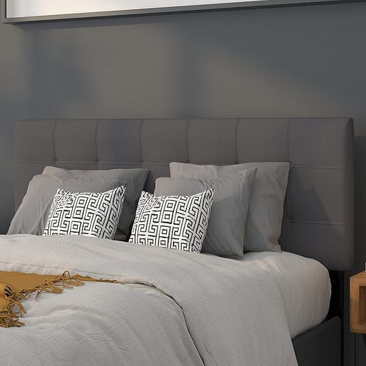 Flash Furniture Bedford Tufted Upholstered Full Size Headboard in Dark Gray Fabric