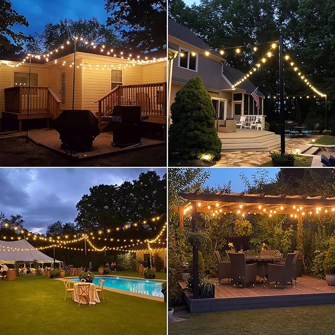 HISTAR 96FT LED Outdoor String Lights with Remote Waterproof G40 Globe Lights with 52 Dimmable LED Bulbs, Outdoor Patio Lights Decorative for Backyard Balcony Bistro Cafe