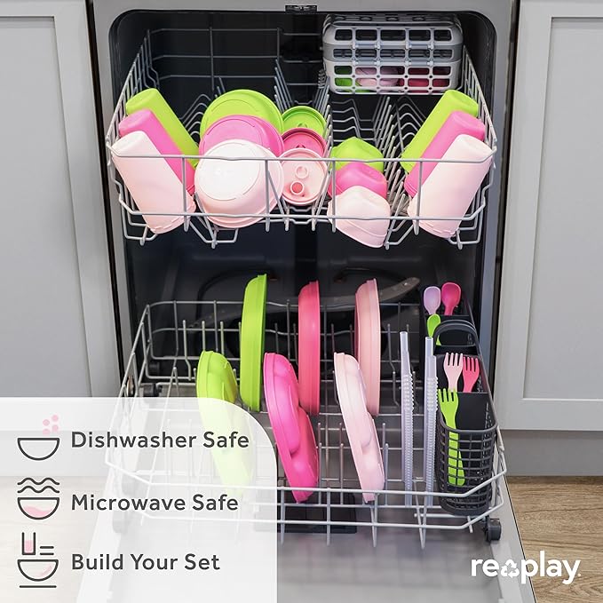Re-Play Sippy Cups for Toddlers - 10 Oz. Reusable Spill Proof Cups for Kids, Dishwasher/Microwave Safe - Made in USA - Set of 3-3.13" x 6.25" - Modern Pink